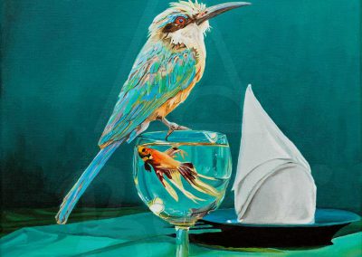 Bird Table - Bee Eater Painting by Anna-Marie Buss
